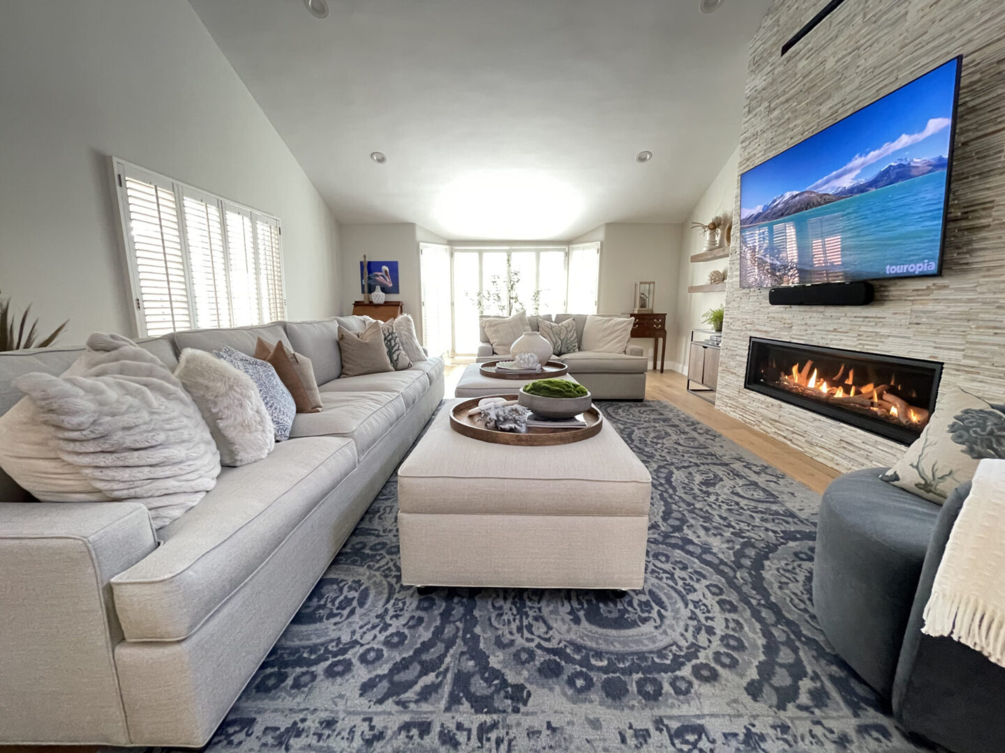 A beautiful living room of a house with a big size television